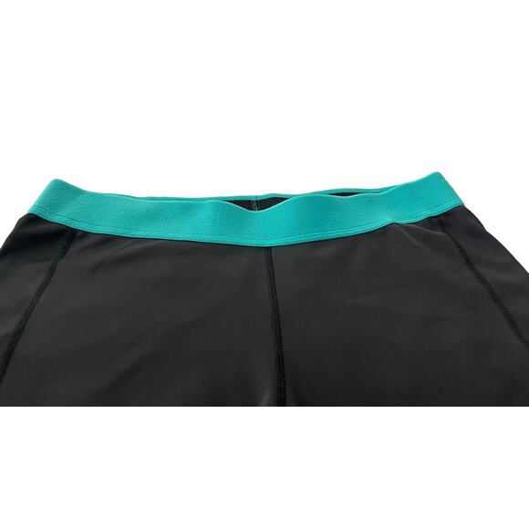 ADIDAS  TECHFIT CLIMALITE HI-RISE ACTIVEWEAR CAPRIS, WOMENS, L, BLACK-TEAL TRIM - Picture 2 of 12